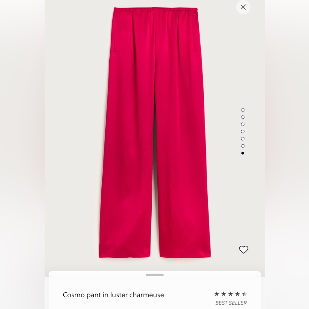 J. Crew Cosmo Pants in Luster Charmeuse, Crimson Rouge